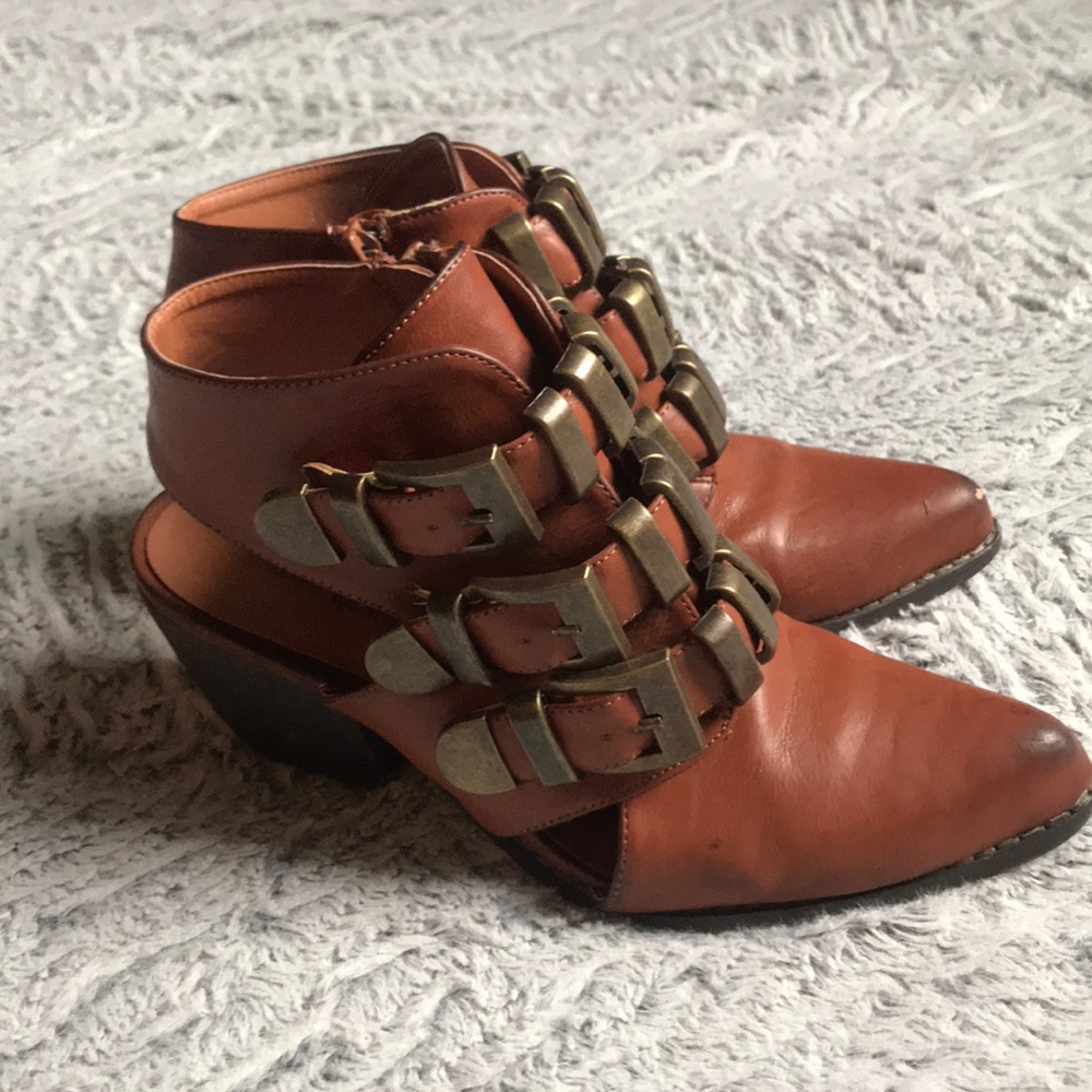 Dark Tan Buckle Boots